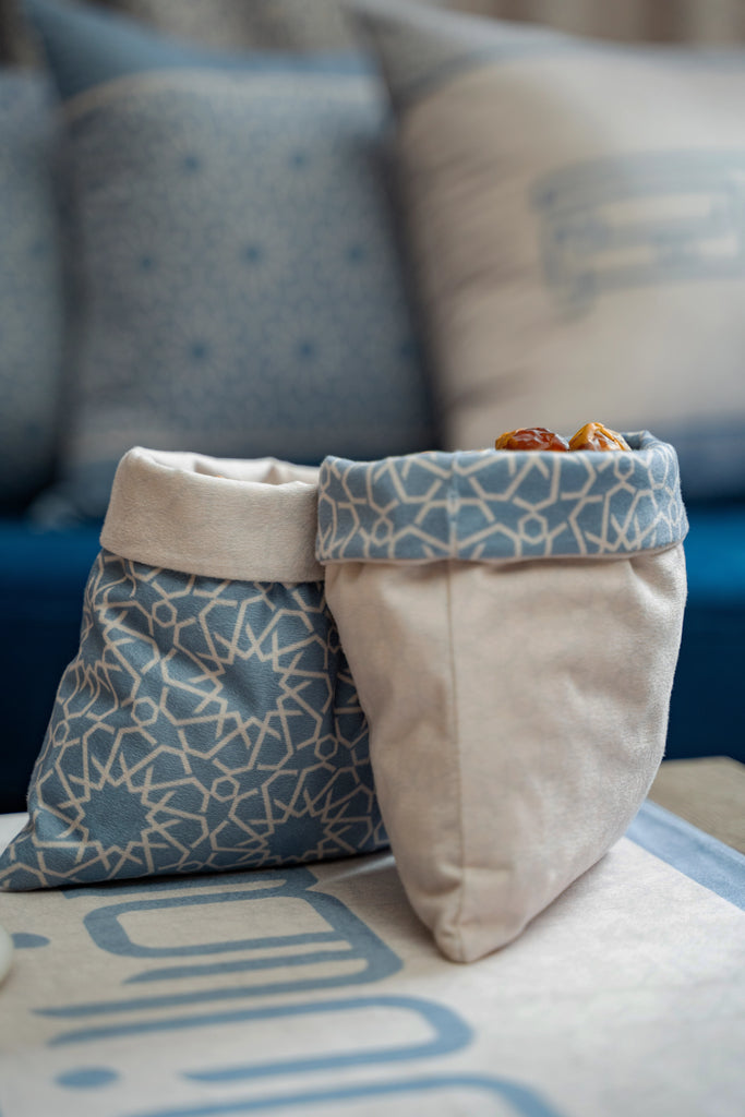 Simple Blue Islamic Pattern Ramdan Decorative Storage Basket stara worldwide