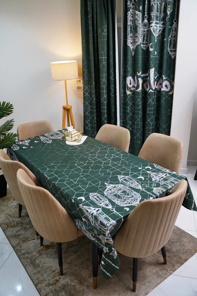 Green Line Art Lantern Ramadan Tablecloth stara worldwide